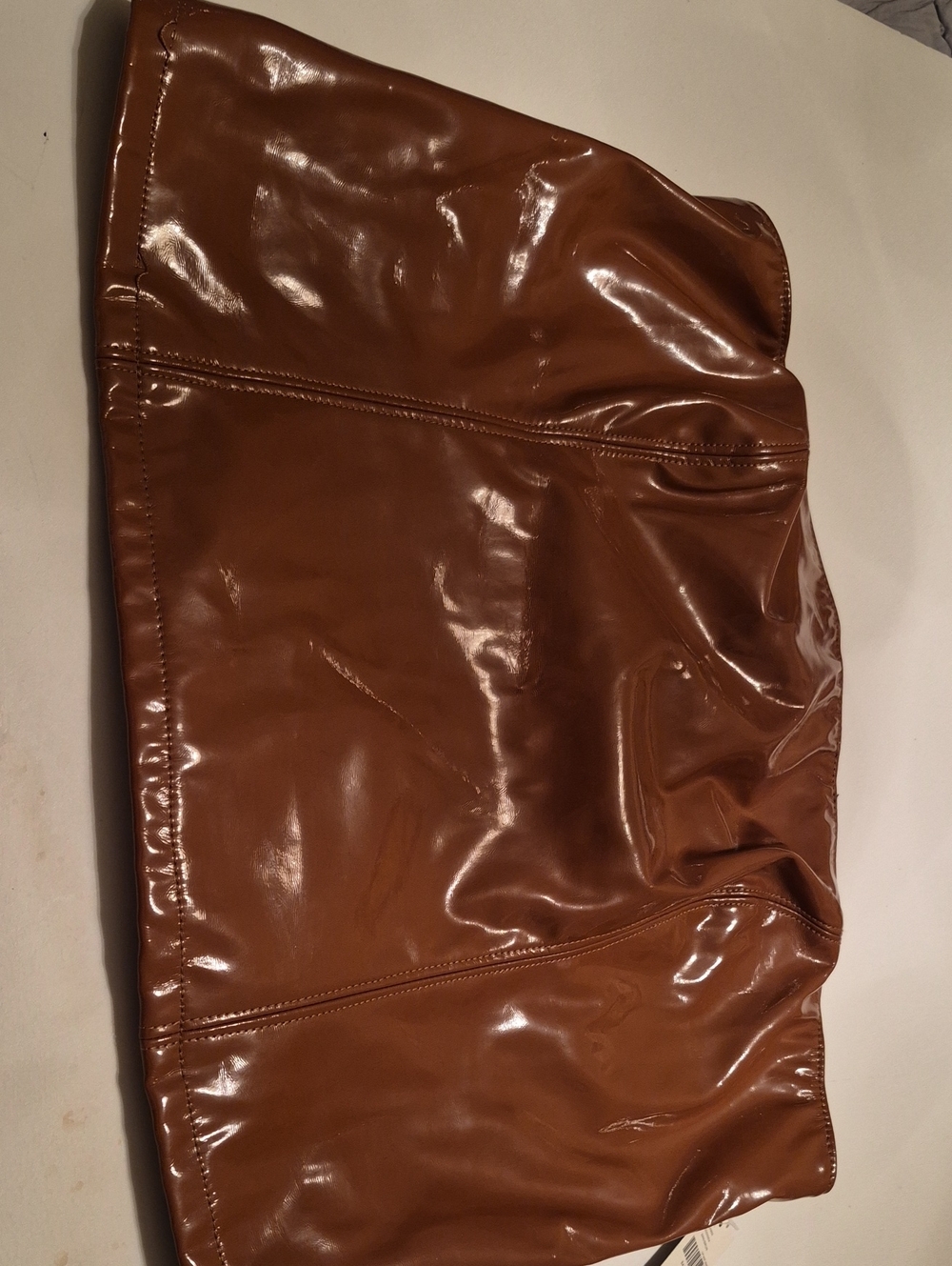 Womens Brown Faux Leather Tube Top